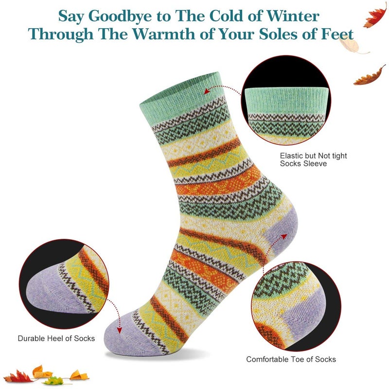 MORECOO Socks for Women - Christmas Gifts for Women - Stocking Stuffers - Thick Wool Soft Warm Cozy Crew Womens Socks - Image 4